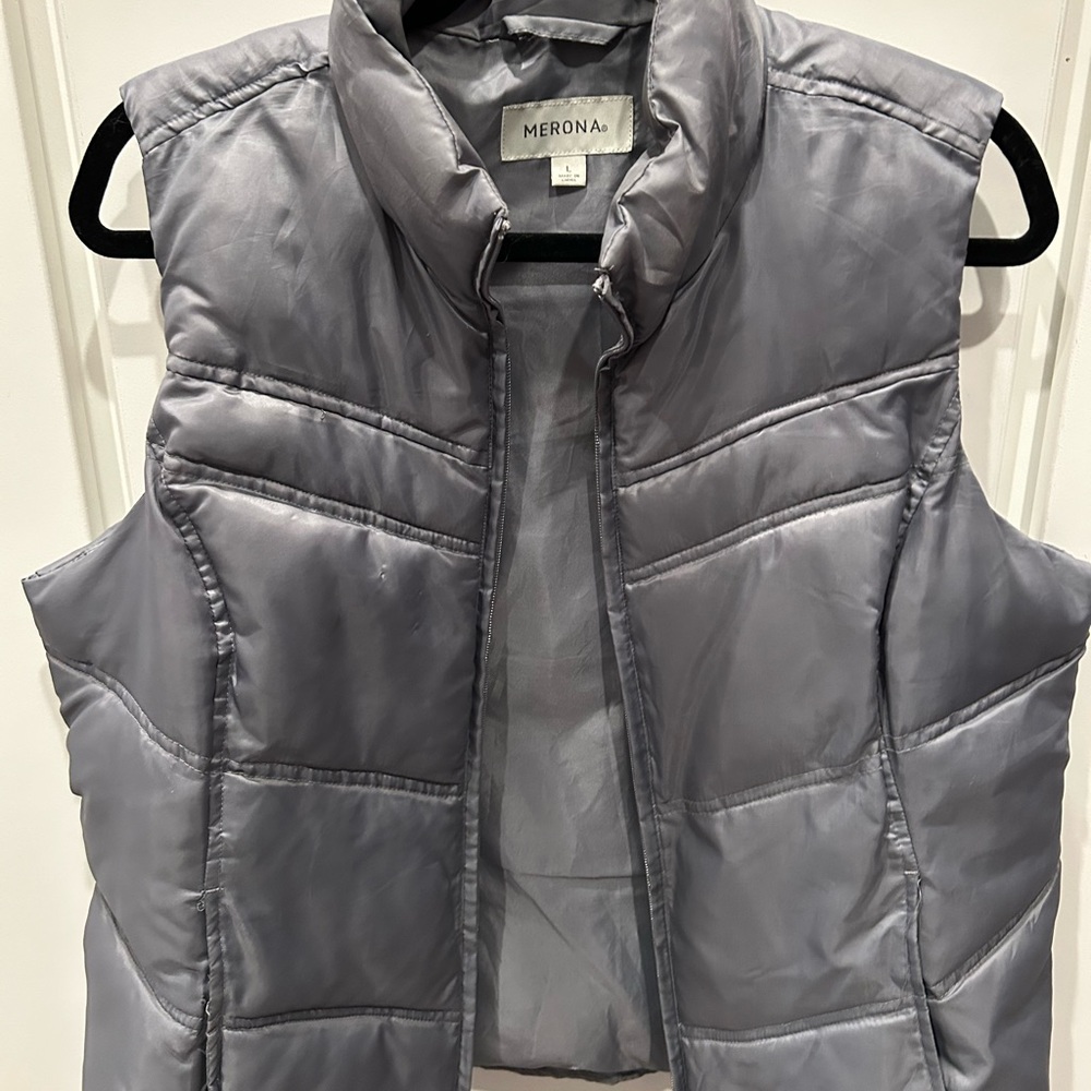 Gray puffy vest